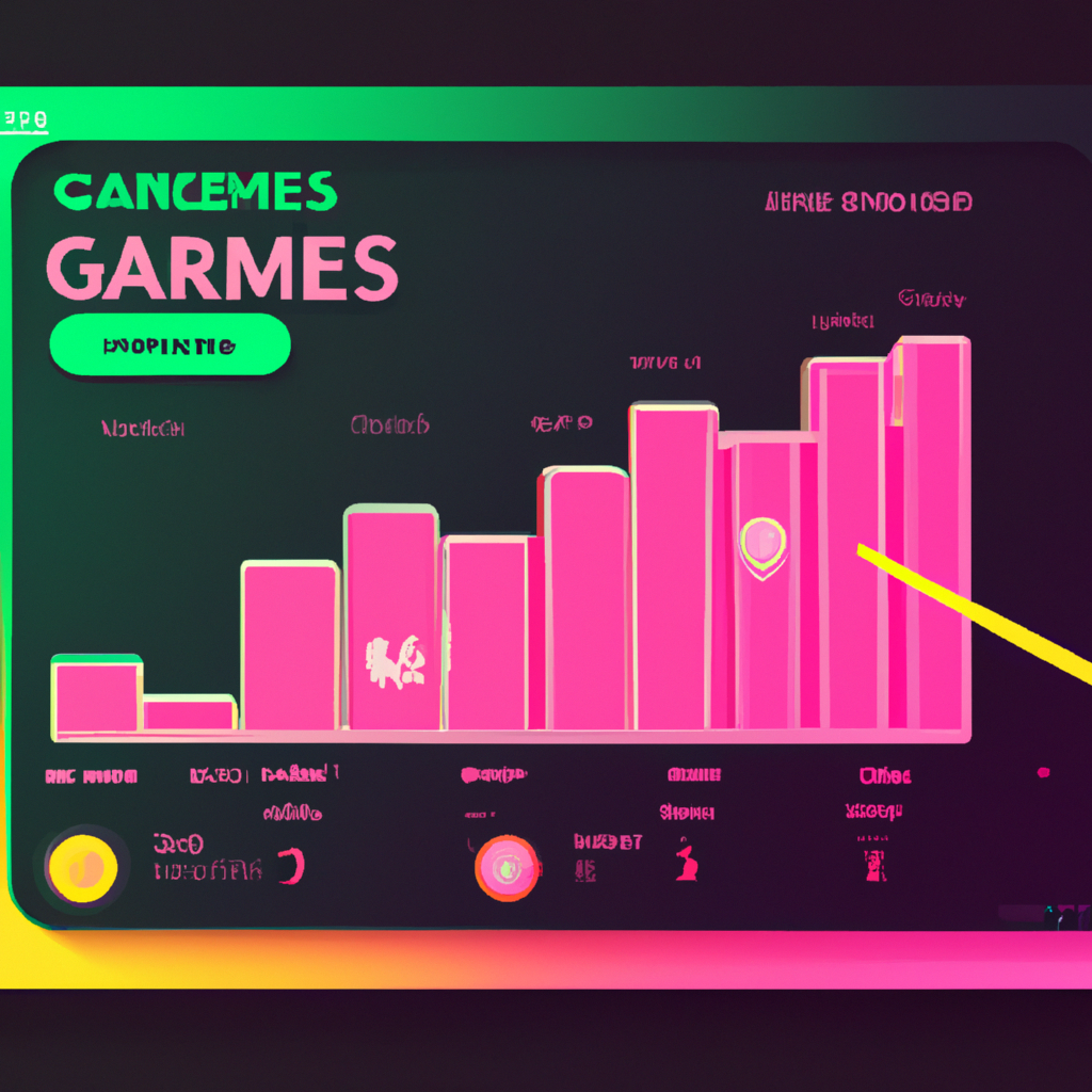 Stat visual — neon chart and badge overlays